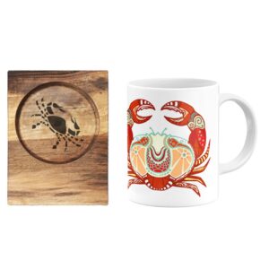 Mug du Zodiaque Persan – Symbole du Mois Tir (Cancer) avec Sous-Verre