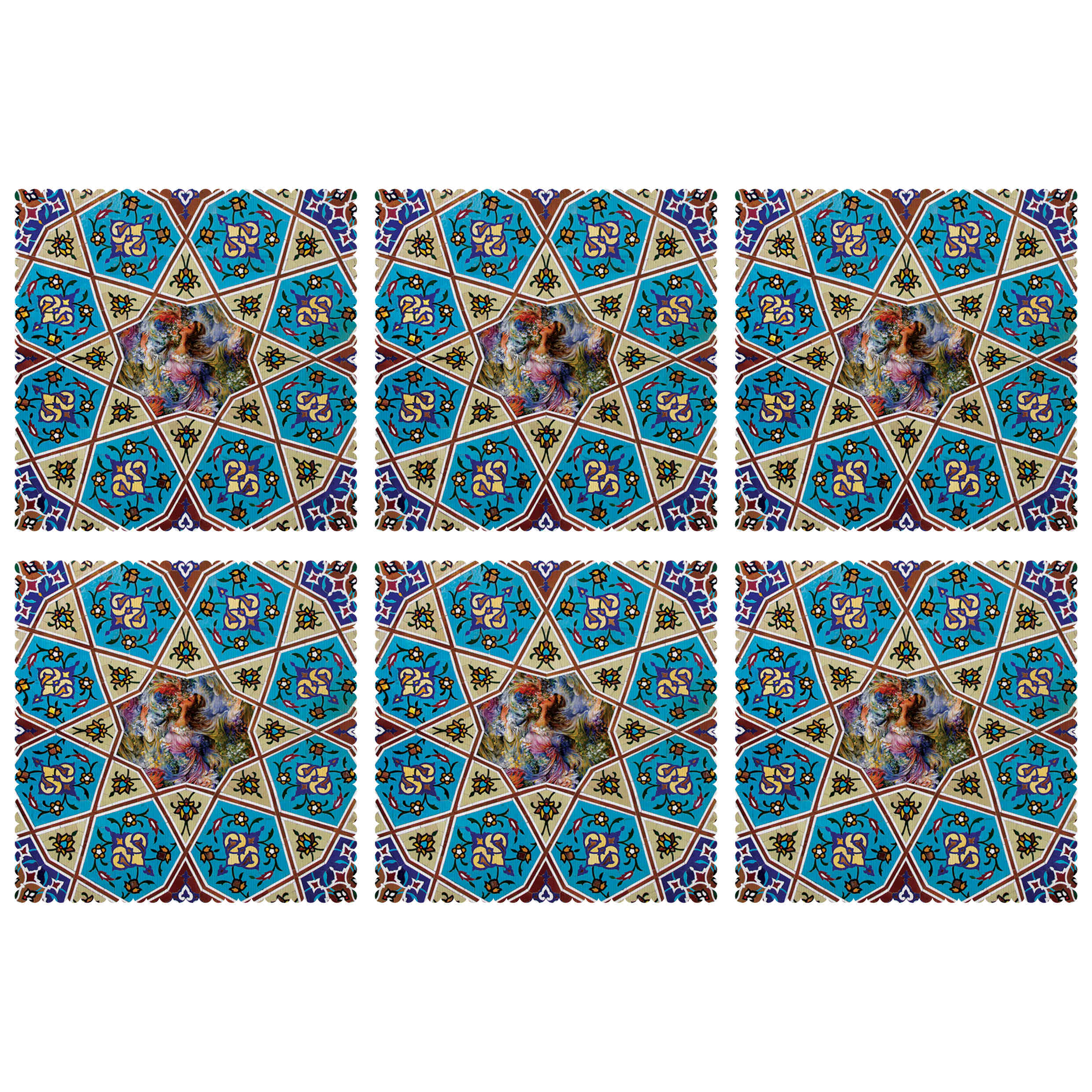 Set de table avec motif artistique d'inspiration persane Miniature (Set de 6)