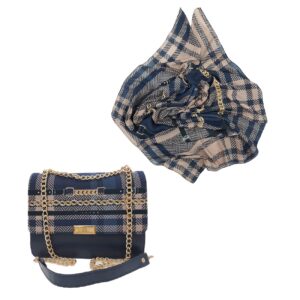 Ensemble de sac à épaule avec chaîne et foulard assorti – Chic et élégant