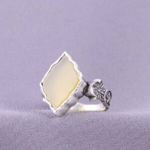 Bague en Agate Sharaf al-Shams avec motif floral pour homme