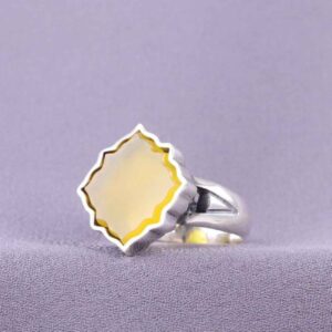 Bague en argent géométrique avec inscription Sharaf al-Shams pour homme
