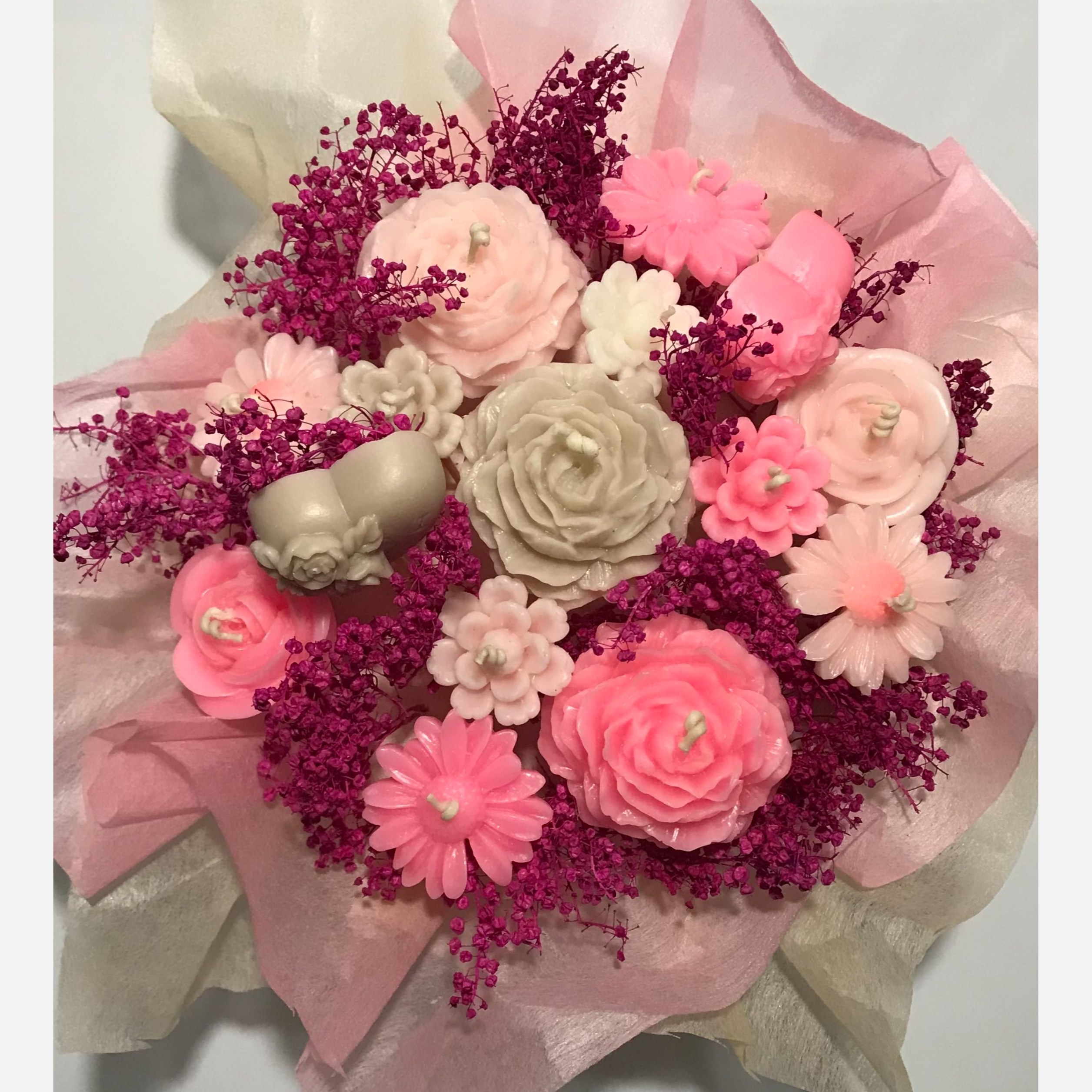 Bougies en cire de soja, ensemble décoratif « Fleur de beauté en pleine floraison »