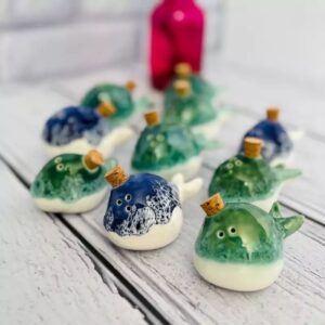 Salère et Poivrière en Céramique Fait Main – Design Baleine