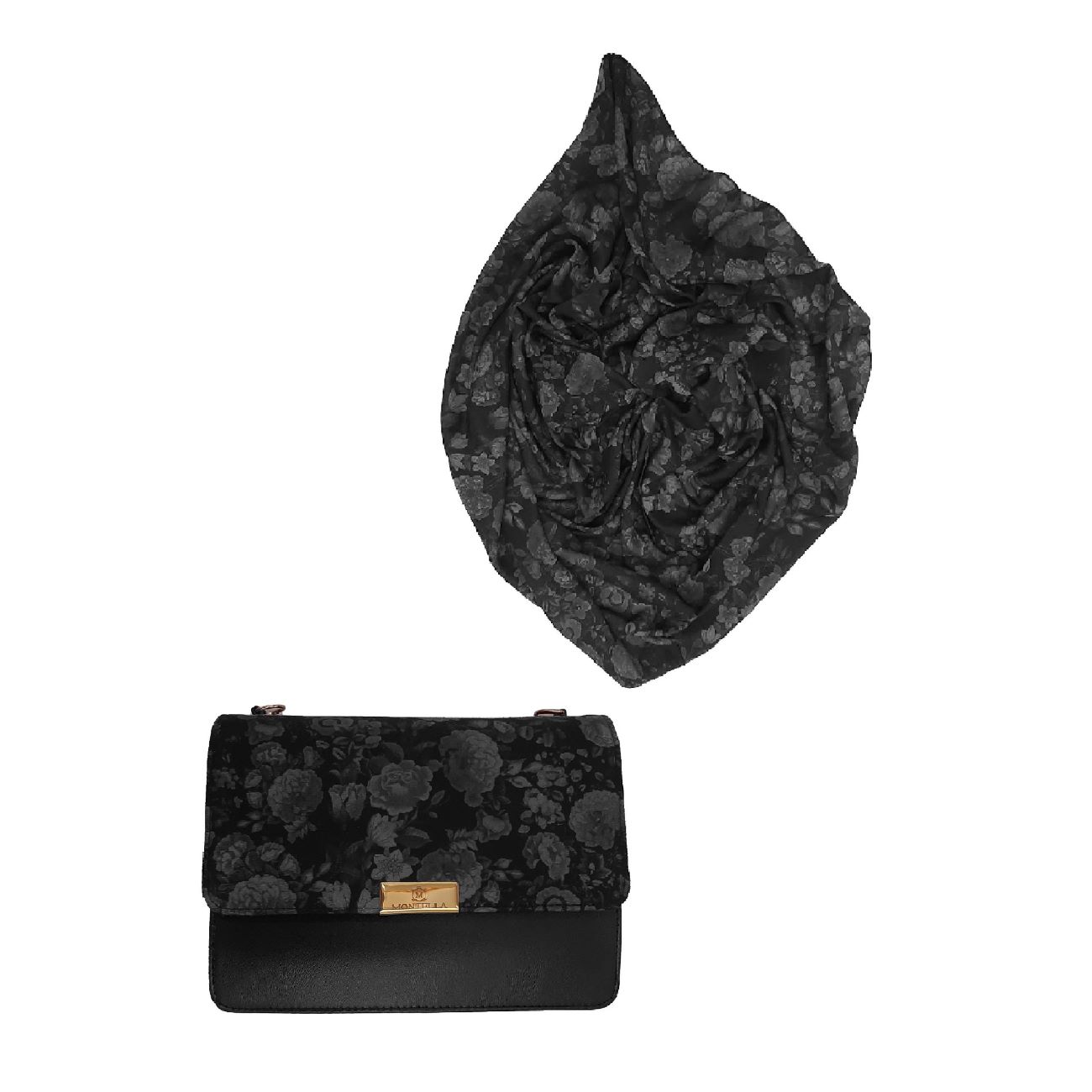 Sac à épaule à chaîne stylé avec foulard à motifs assortis
