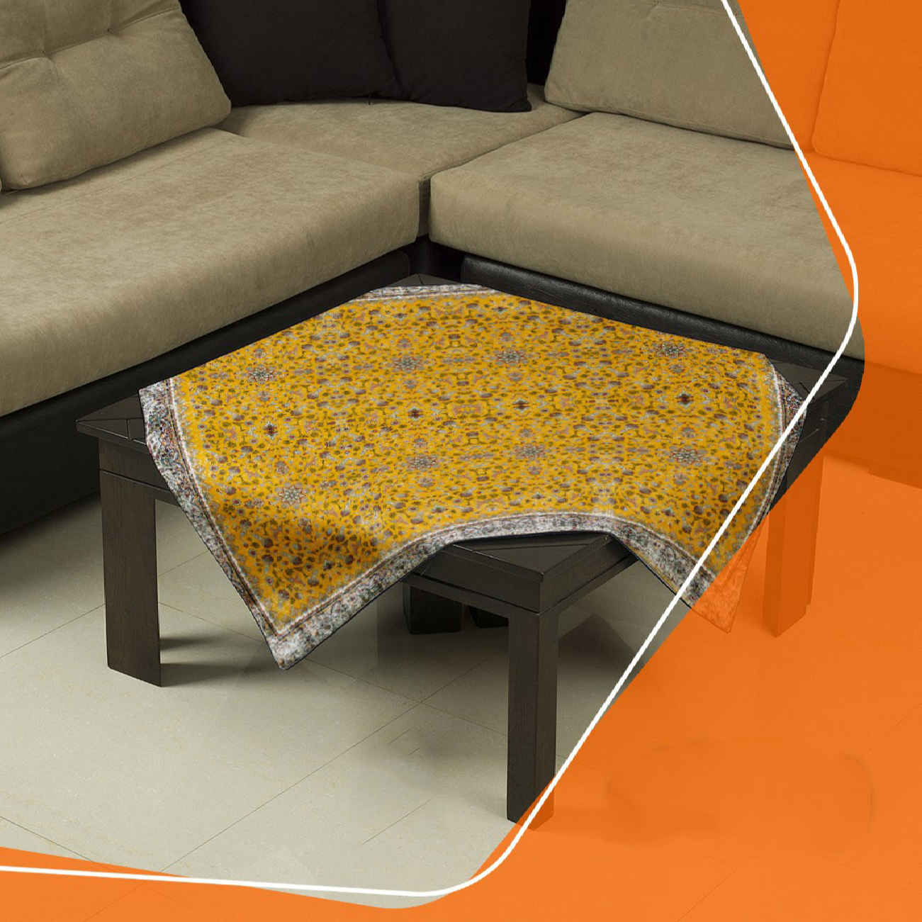 Beauté intemporelle – Nappe en velours avec motifs floraux et géométriques
