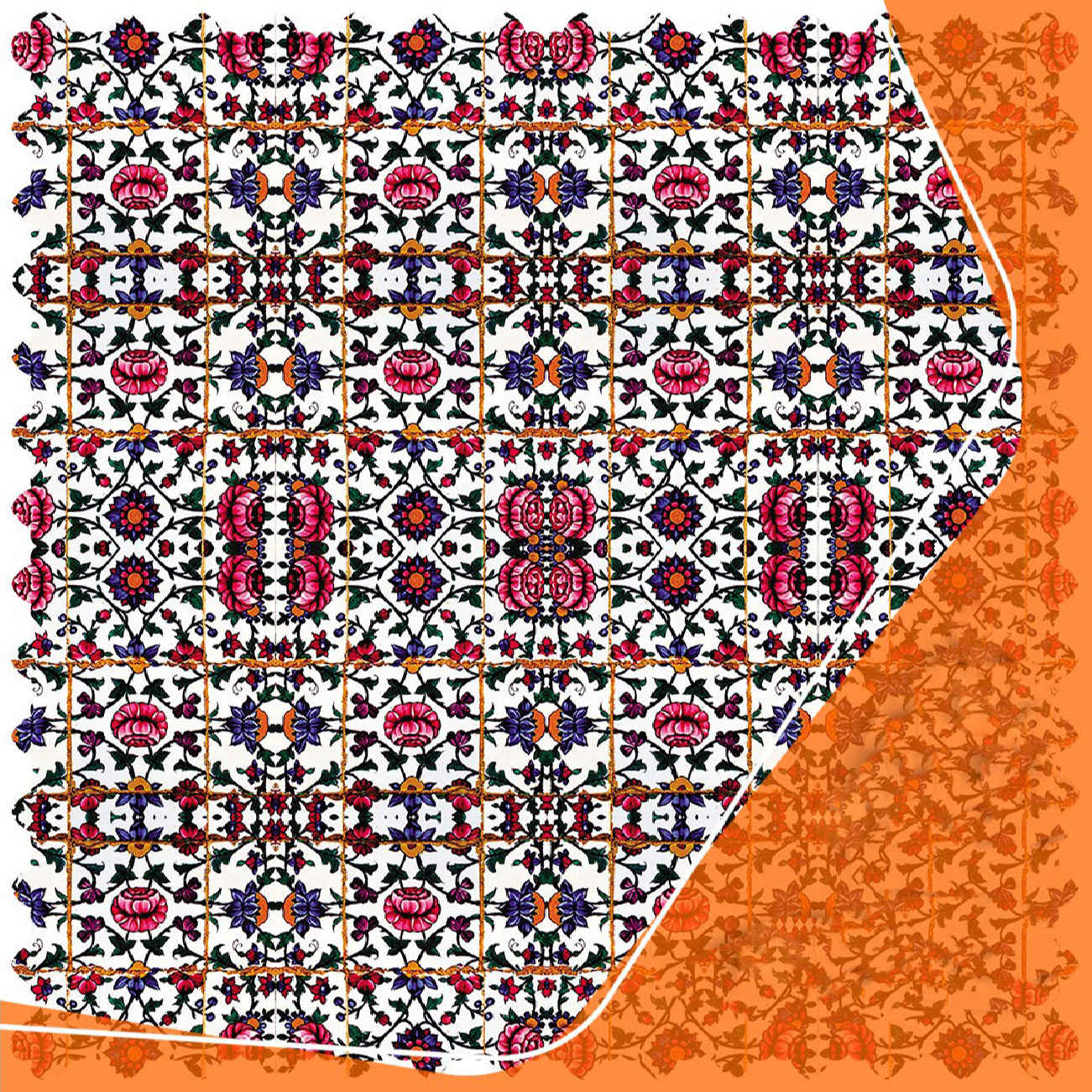 Élégance intemporelle – Nappe en velours rose avec motifs floraux pour un dîner élégant