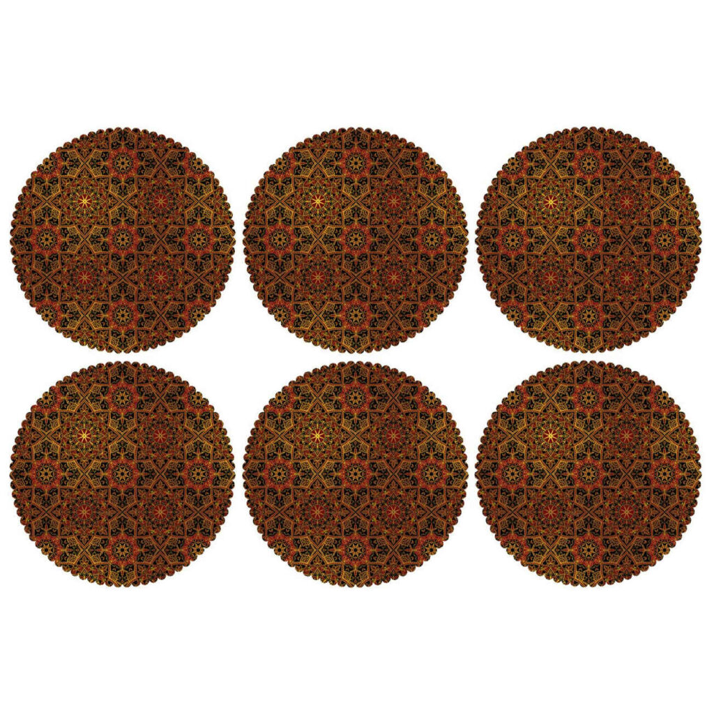 Set de table unique à motif floral géométrique – Décor de salle à manger élégant (Set de 6)