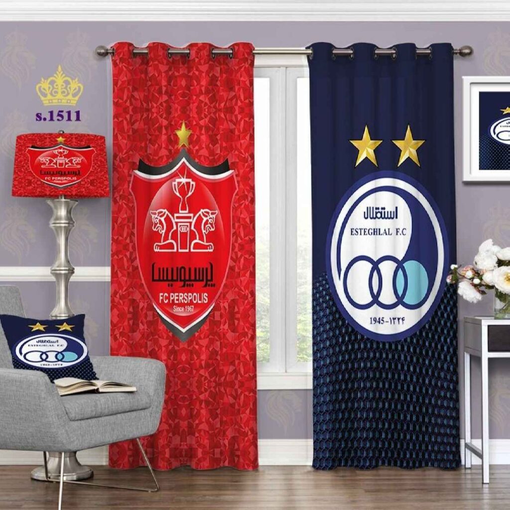 Rideau en velours pour chambre de garçons – Design sportif Esteghlal & Persepolis.