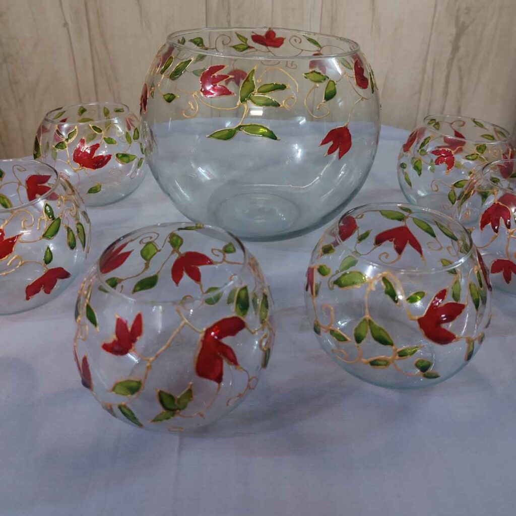 Assiettes Haft-Seen Vitarail avec aquarium – Motif floral (lot de 7)