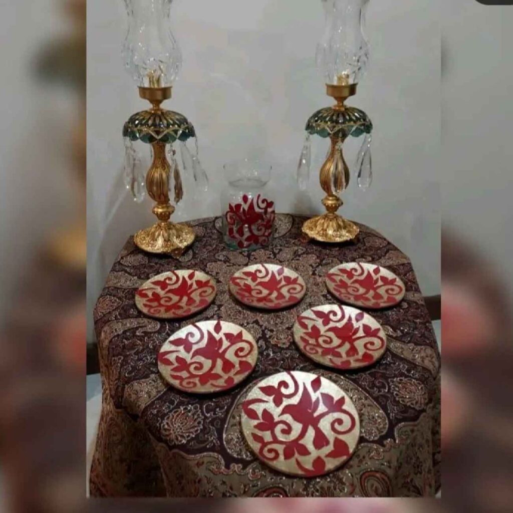 Ensemble Vitarail avec assiettes Haft-Seen, miroir et aquarium – Pour Nowruz (8 pièces)