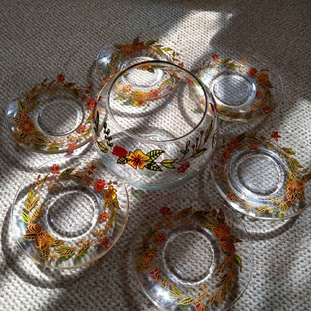 Ensemble Golsa – Assiettes Haft-Seen Vitarail, motif floral (11 pièces)