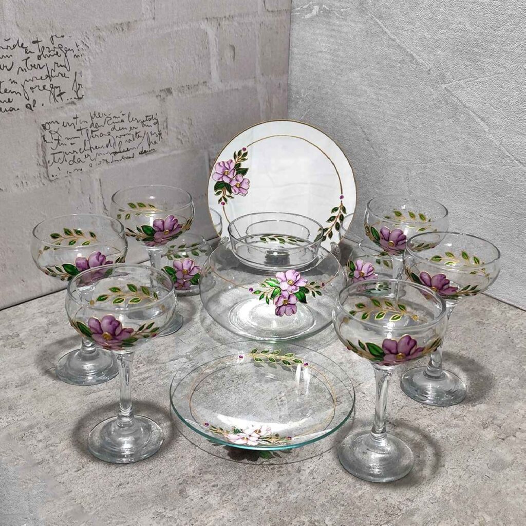 Ensemble Moona – Assiettes Haft-Seen Vitarail, motif floral (11 pièces)