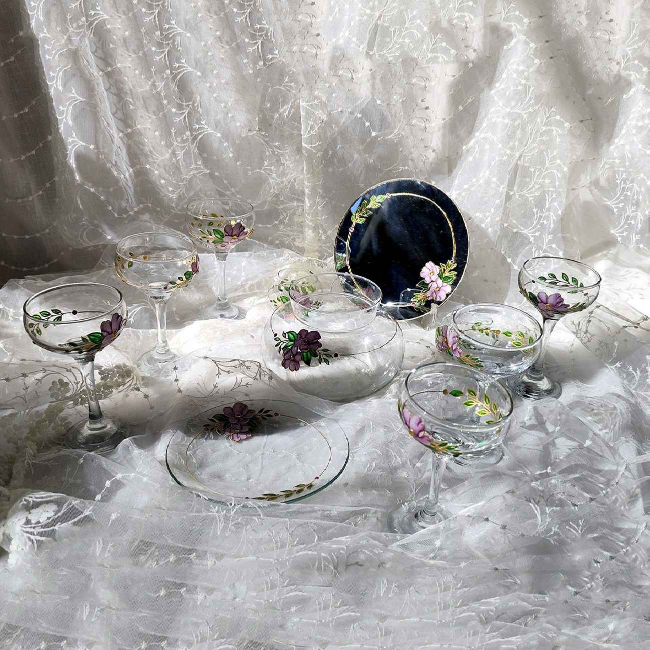 Ensemble Moona – Assiettes Haft-Seen Vitarail, motif floral (11 pièces)