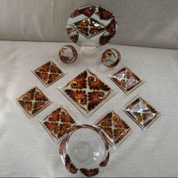 Ensemble Roya – Assiettes Haft-Seen Vitarail, motif floral (11 pièces)