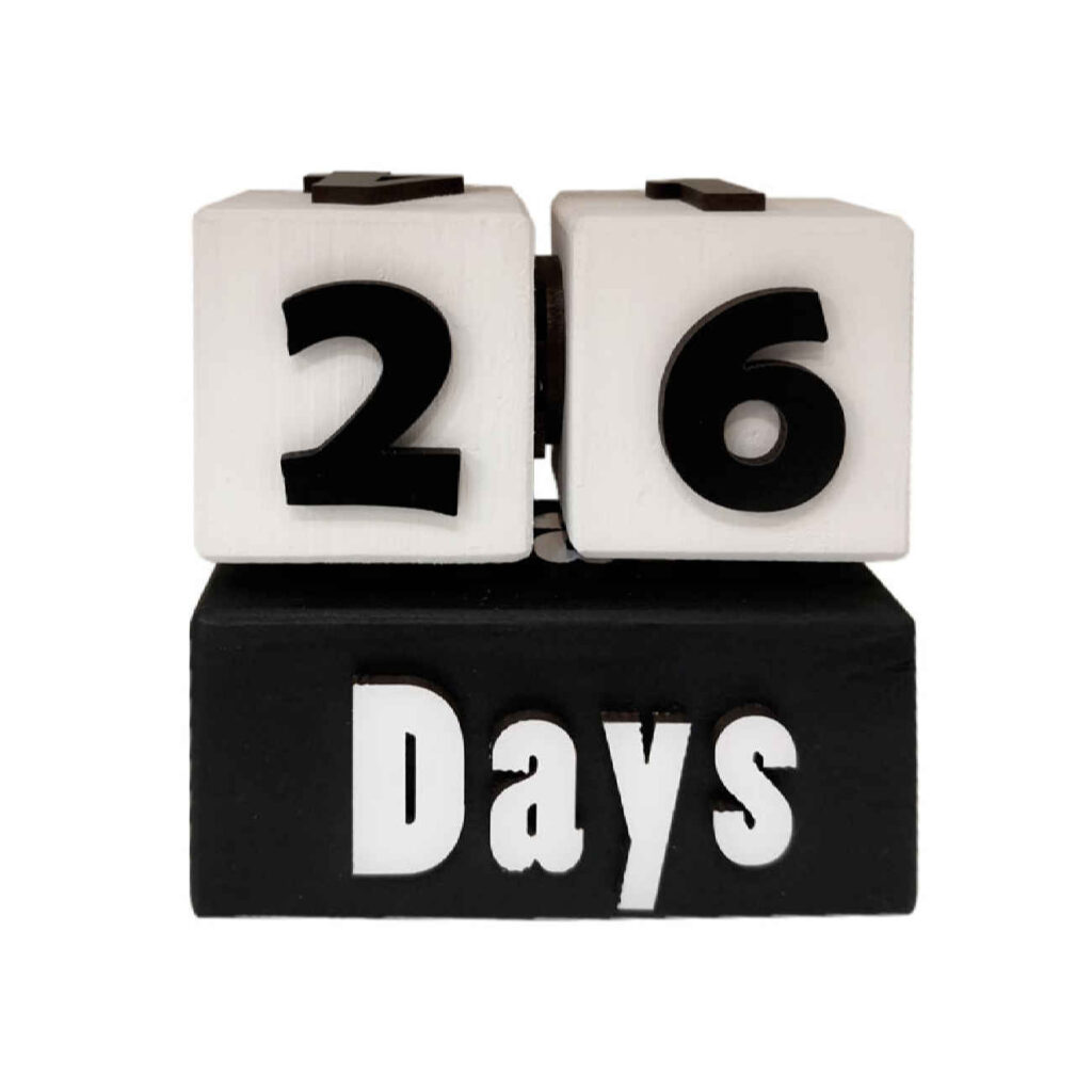 Calendrier de bureau en bois Cube – Convient comme accessoire de bureau et pour la gestion du temps