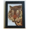 Art Mural en Bois - Technique de Marqueterie avec Design de Tigre