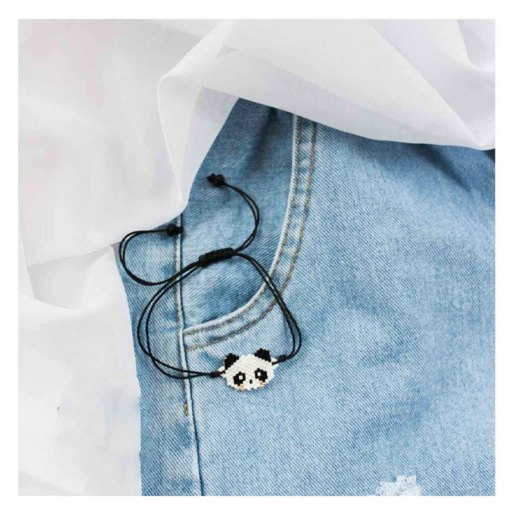 Bracelet Perlé Tissé – avec Design Panda