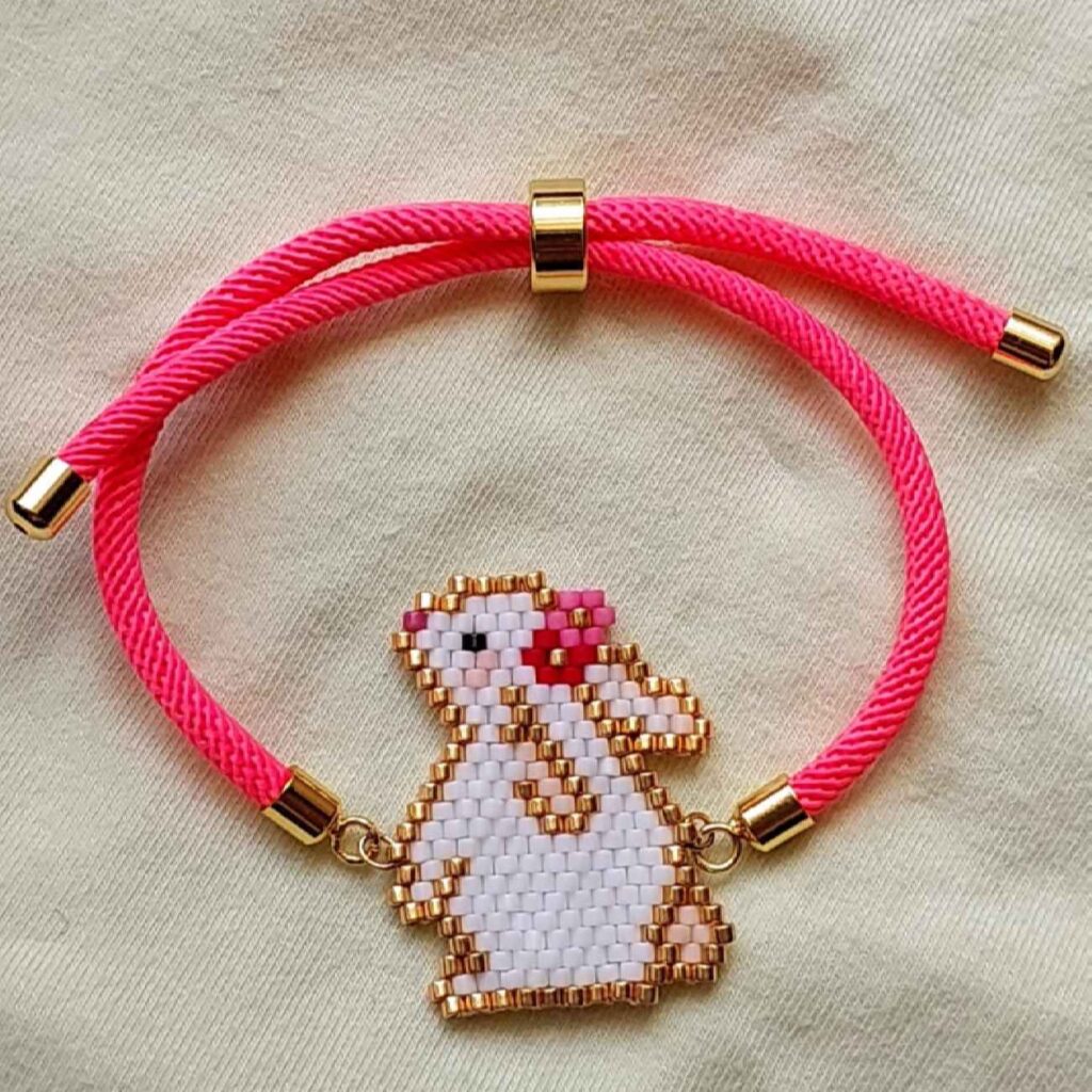 Bracelet Perlé Tissé – avec Design Lapin