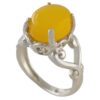 Bague en Agate Jaune Sharaf al-Shams en argent pur – Bague à monture à quatre griffes