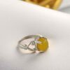 Bague en Agate Jaune Sharaf al-Shams en argent pur – Bague à monture à quatre griffes