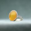 Bague en Agate Jaune Sharaf al-Shams en argent pur – Bague avec motif de pétales