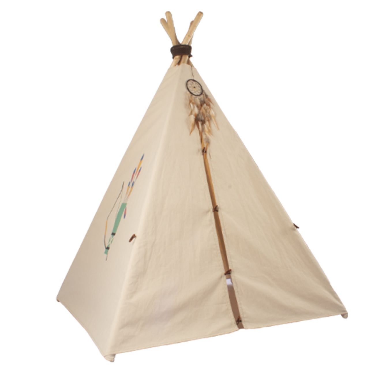 Tente de Jeu Tipi pour Enfants – Modèle Tipi Amérindien avec Attrape-Rêves et Tapis Inclus