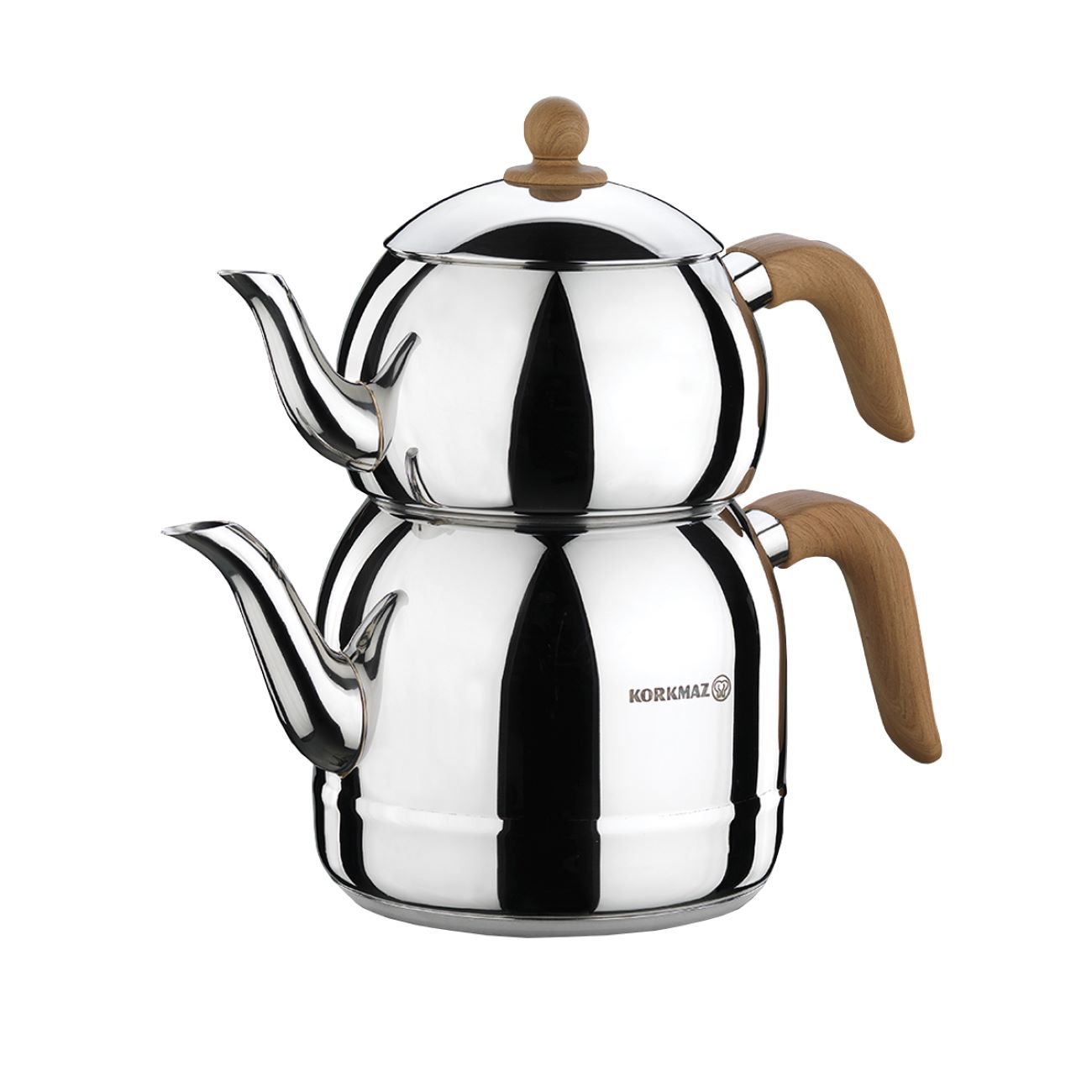 Ensemble Théière et Bouilloire Korkmaz Modèle A196 – Acier Inoxydable avec Revêtement Chrome-Nickel