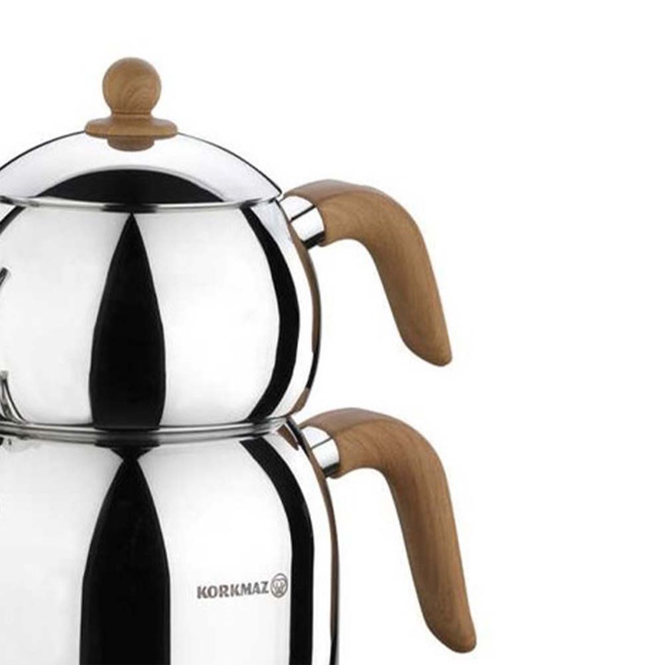 Ensemble Théière et Bouilloire Korkmaz Modèle A196 – Acier Inoxydable avec Revêtement Chrome-Nickel