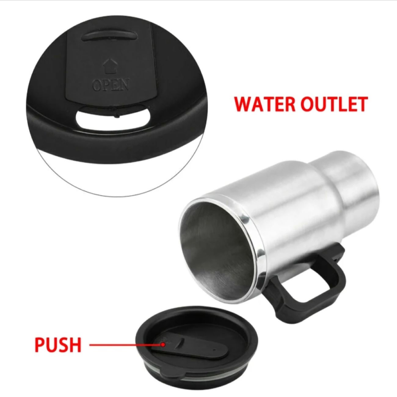Mug de Voyage Modèle Allume-Cigare, Capacité 0,45 Litre - Idéal pour les Longs Trajets