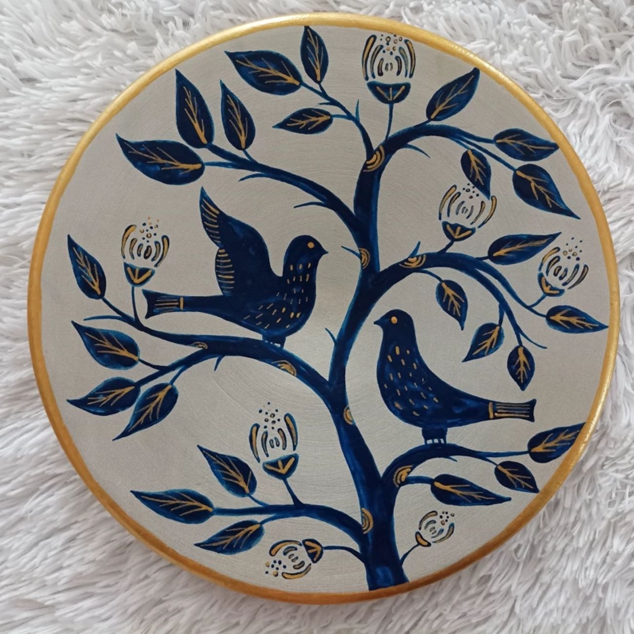 Ensemble de Poterie Murale – 4 Pièces avec Motifs Wan Yakad et Colombes Amoureuses