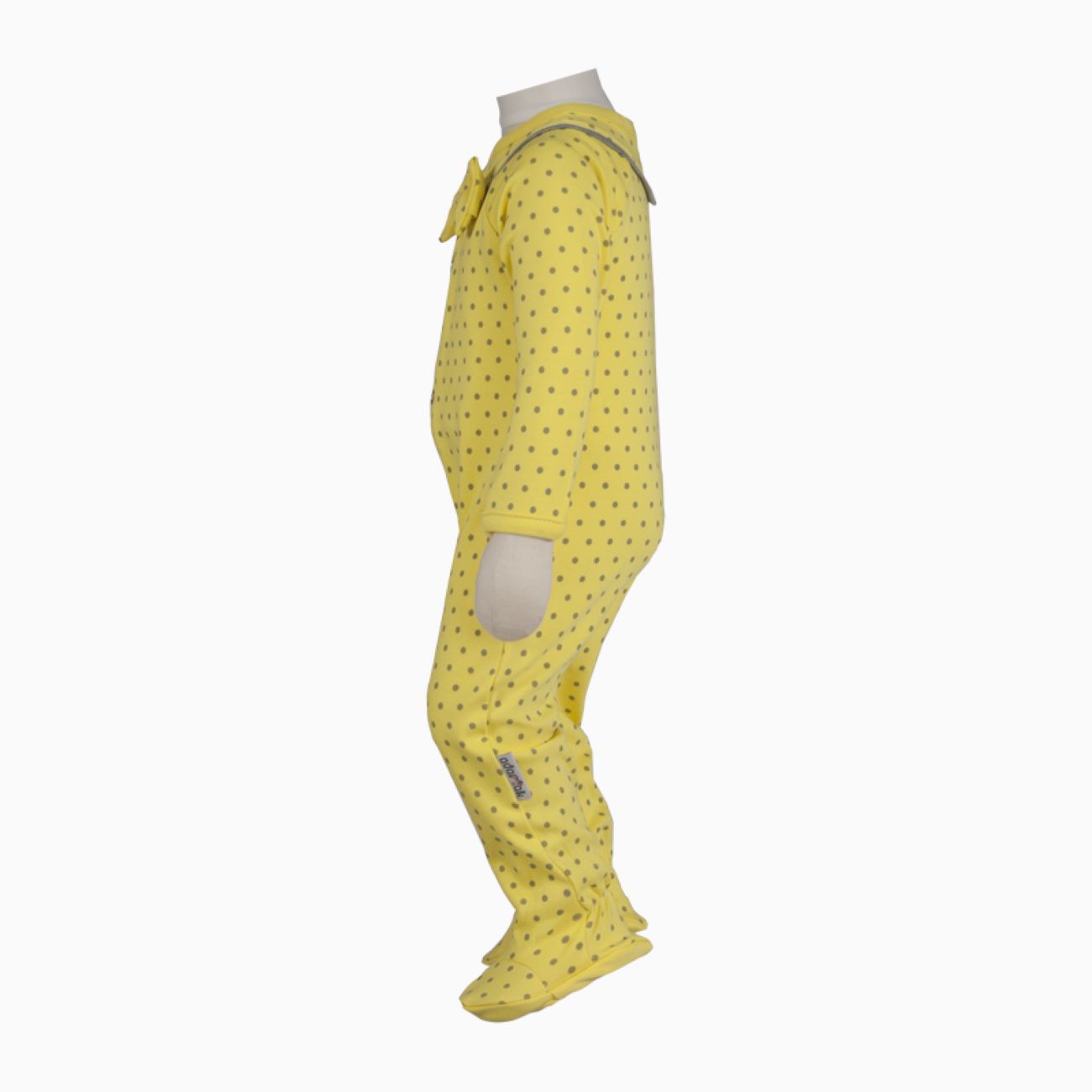 Combinaison Bébé avec Chaussettes et Bonnet Attachés, Couleur Jaune Citron