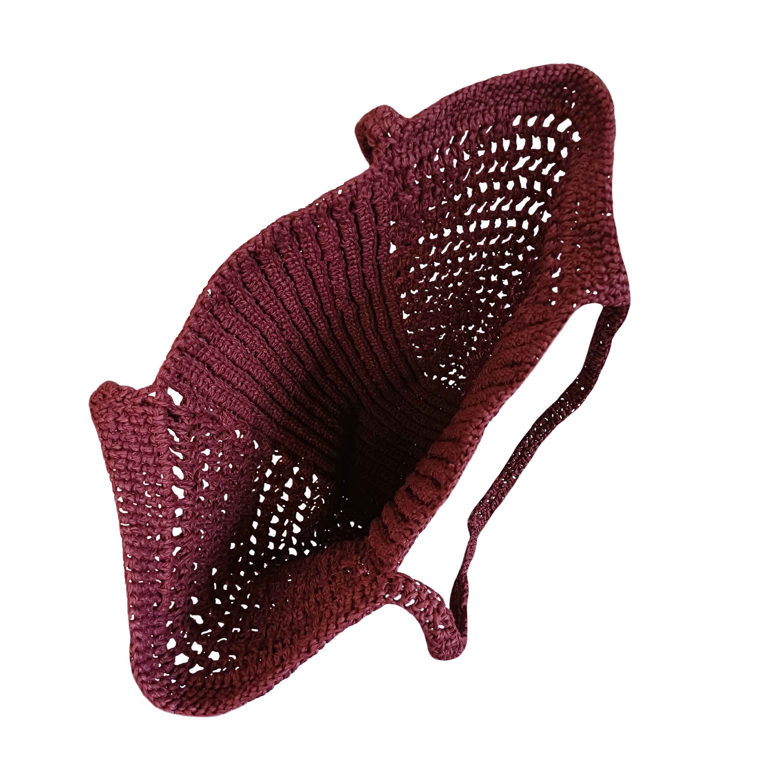 Sac fourre-tout de plage bohème en raphia bordeaux – Parfait pour les tenues décontractées et d’été