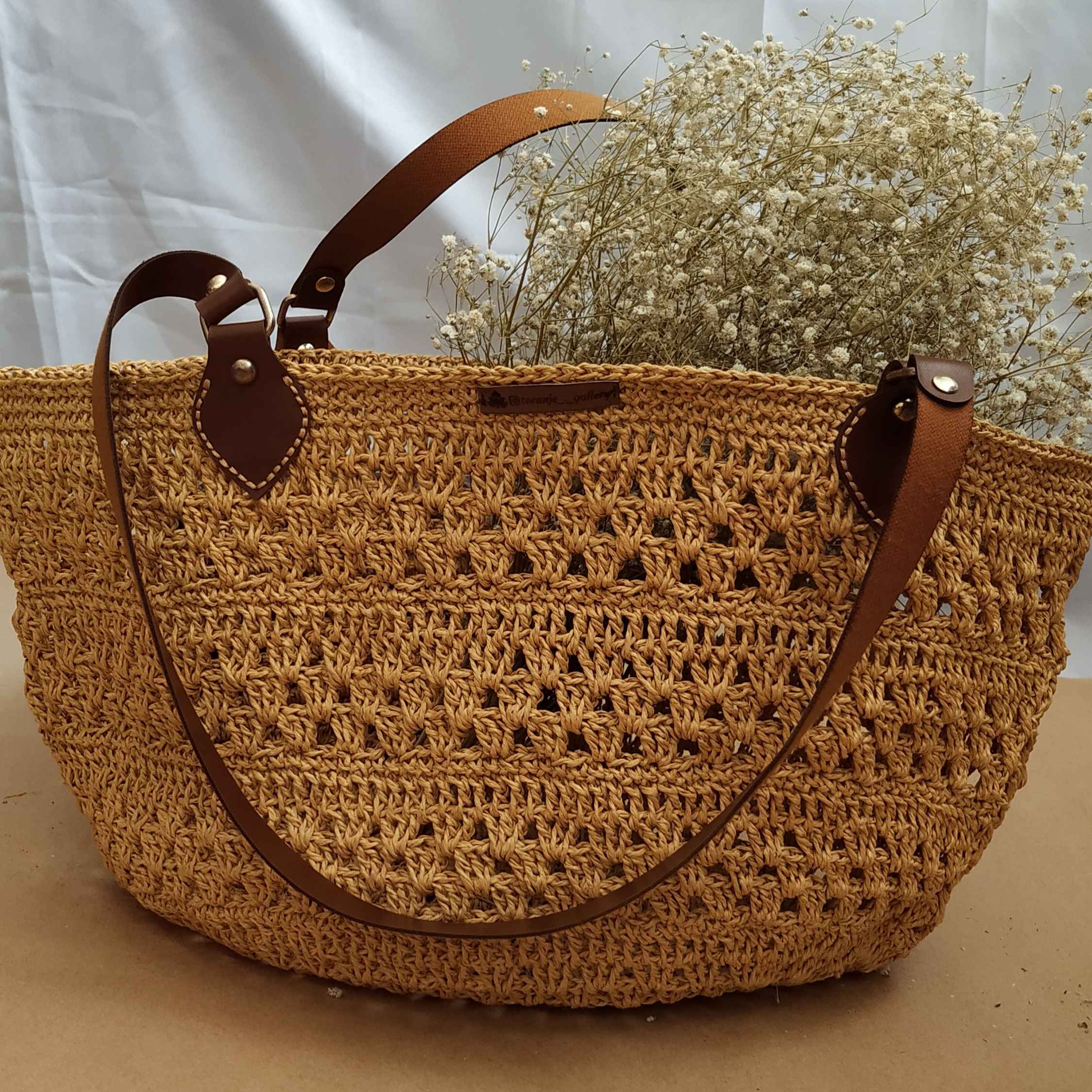 Sac fourre-tout en crochet boho en rafia - Un compagnon naturel pour tous les jours