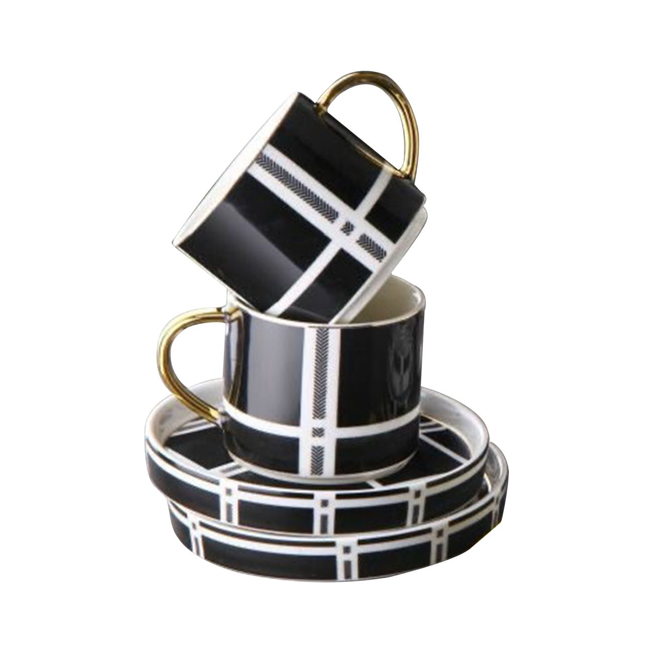 Service à Thé en Céramique Élégant – 12 Pièces avec Sous-tasses