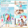 Poncho serviette bleu doux pour enfant avec motif licorne