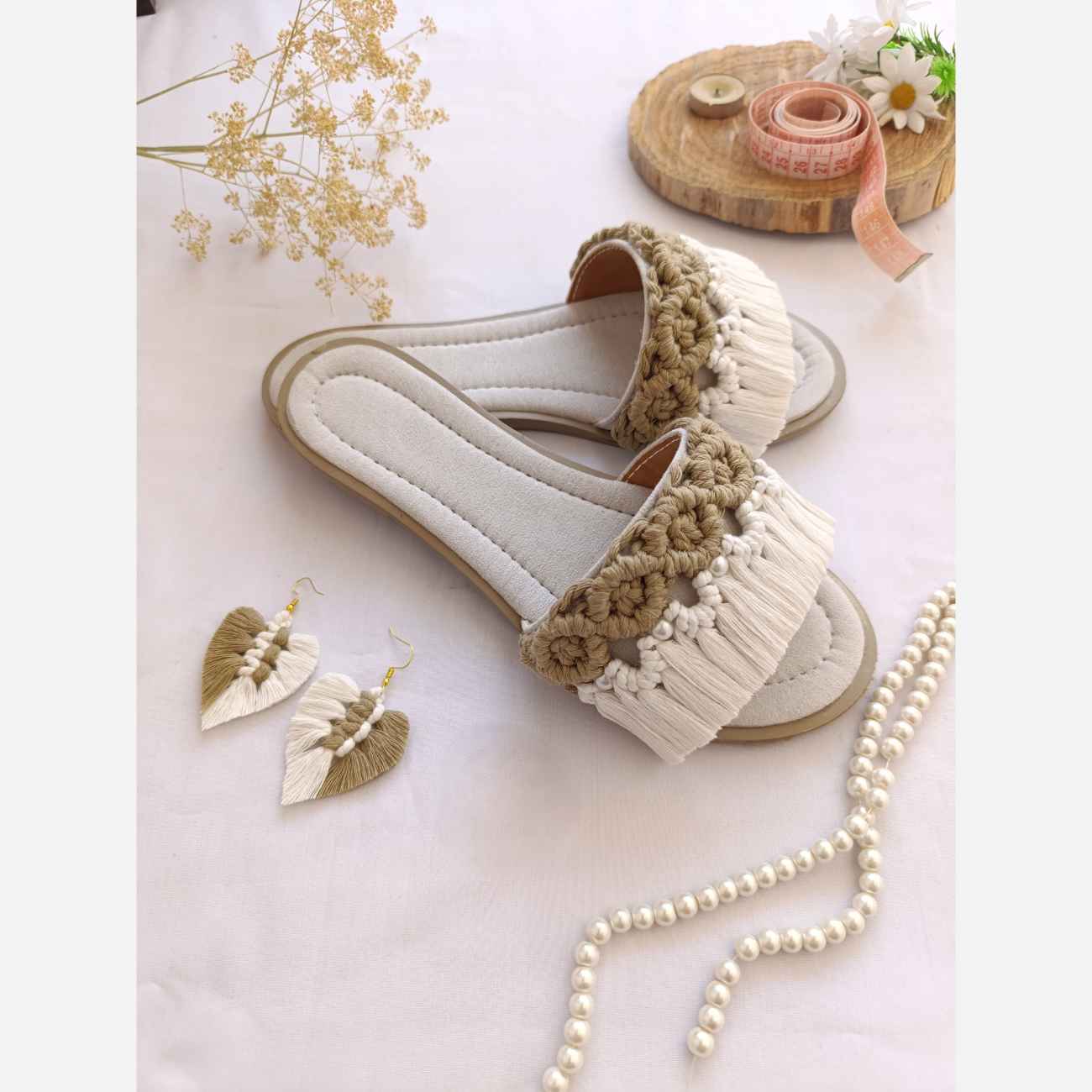 Chausson Macramé Confortable et Stylé – Adapté pour Chaussures de Yoga ou Méditation