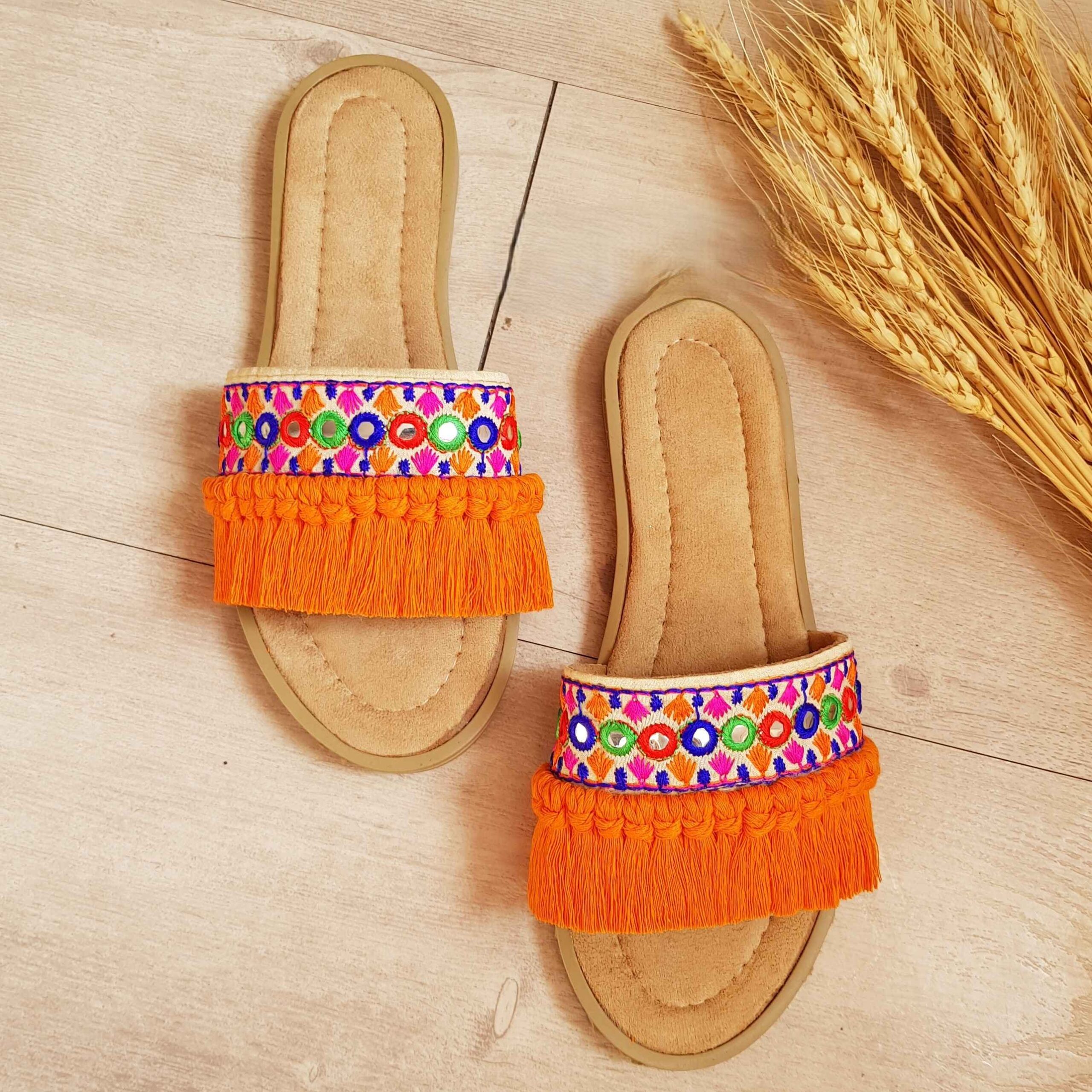 Chausson Macramé Brodé - Parfait pour Cadeau d’Anniversaire, Vacances, Pendaison de Crémaillère ou Coffret SPA