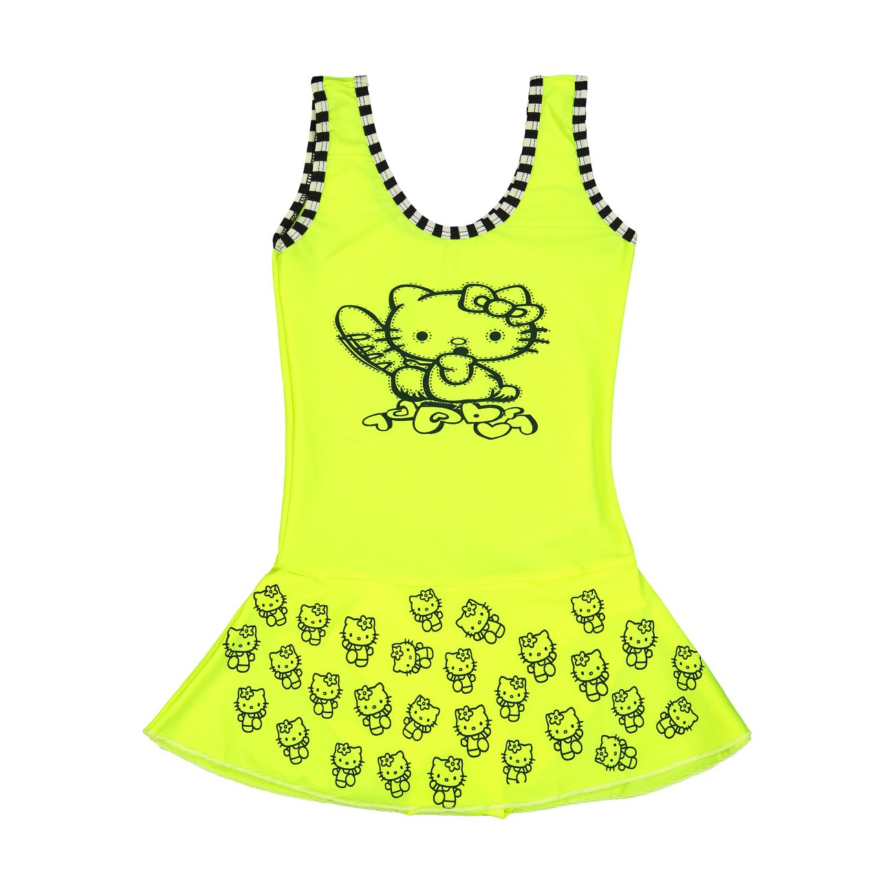 Maillot de bain fille avec design jupe – Motif Hello Kitty avec bonnet de bain