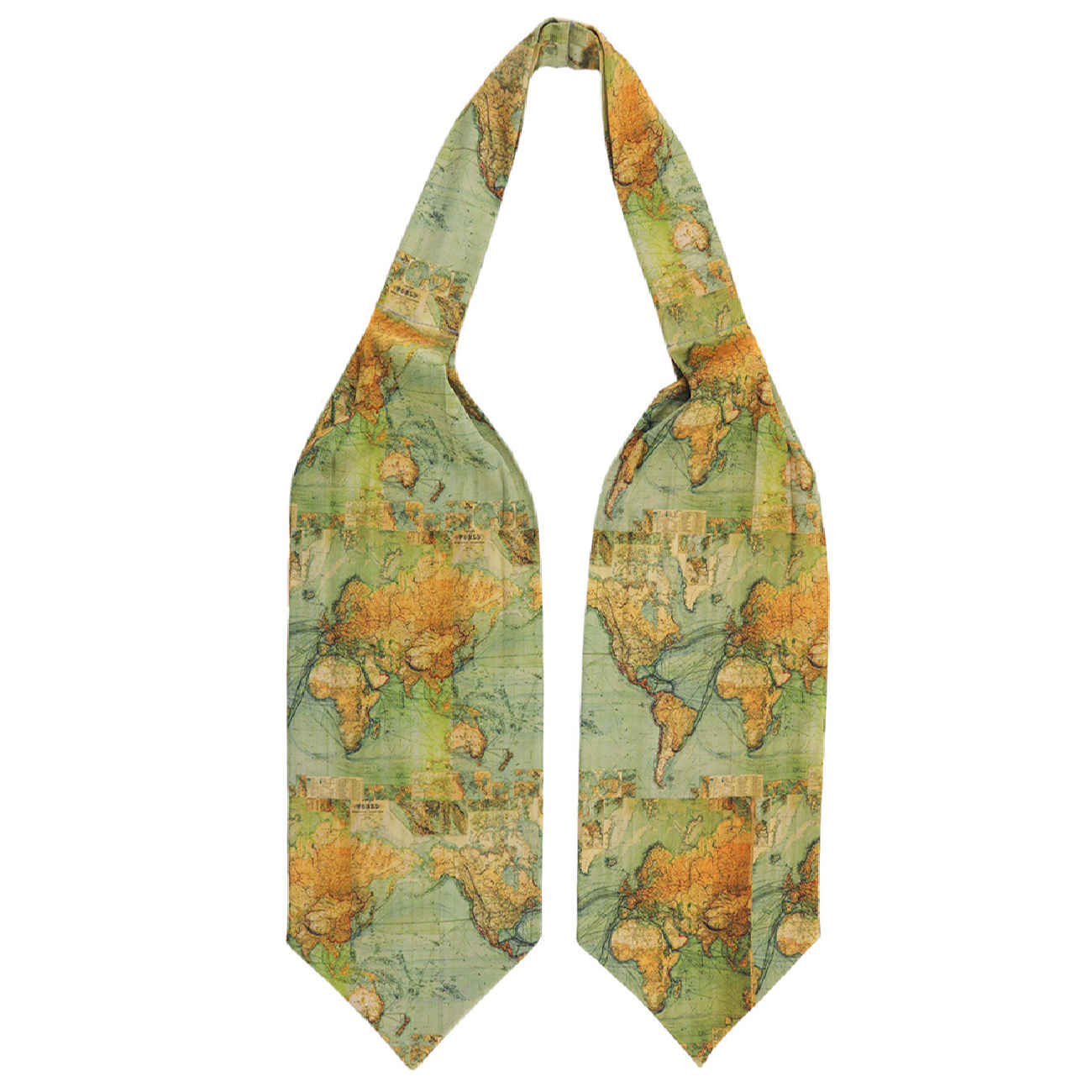 Cravate Ascot élégante – Idéale pour événements et cérémonies avec motif carte du monde en vert