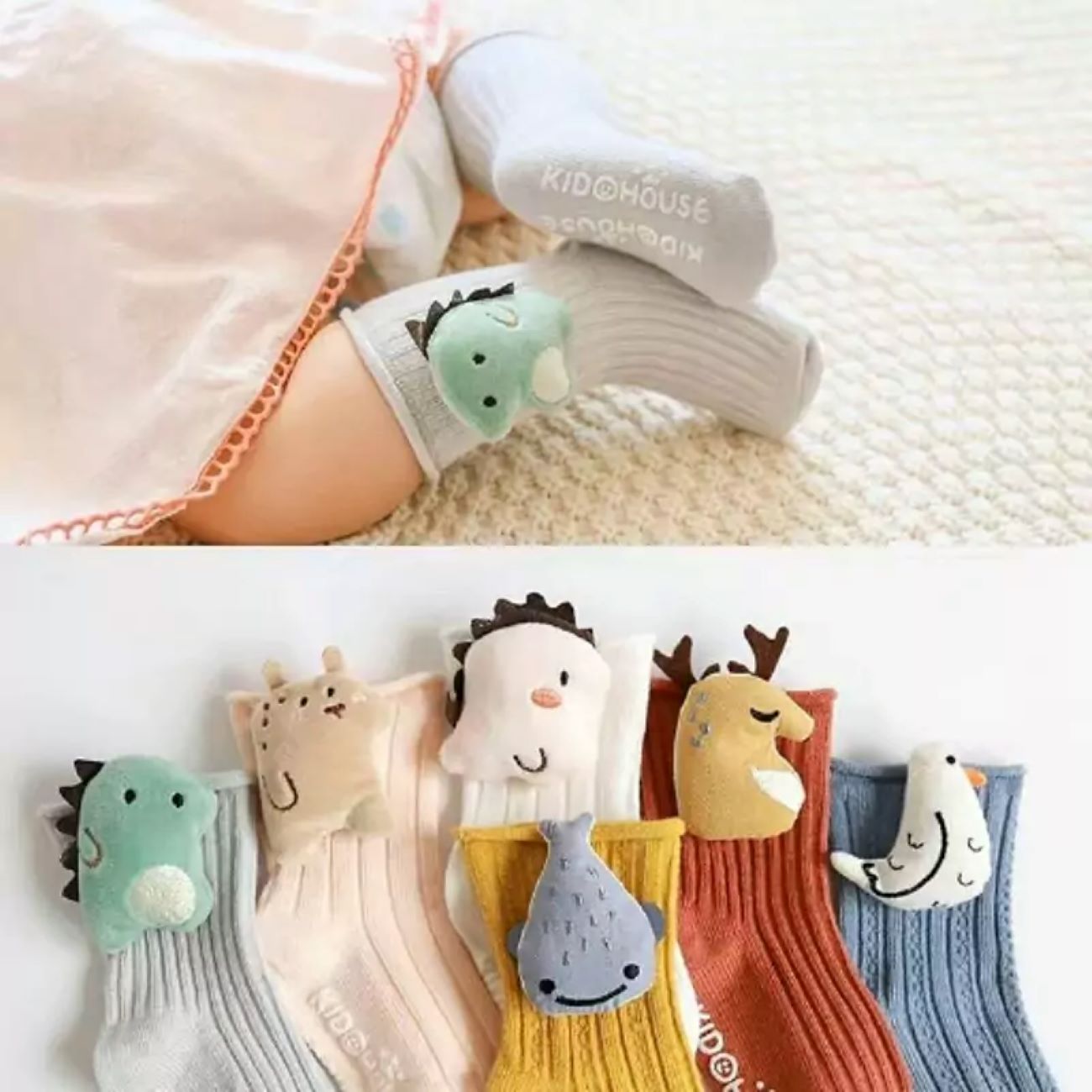 Chaussettes mi-hautes à motif animal – Convient aux filles jusqu’à 3 ans