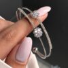 Womens-Double-Line-Cuff-Bracelet-for-Women-Full-Stone-with-Flower-Design-2