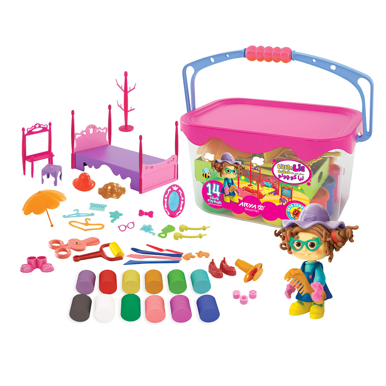 Pâte à modeler Arya pack de 14 Little Lia modèle 1025 – Adaptée aux activités éducatives et créatives