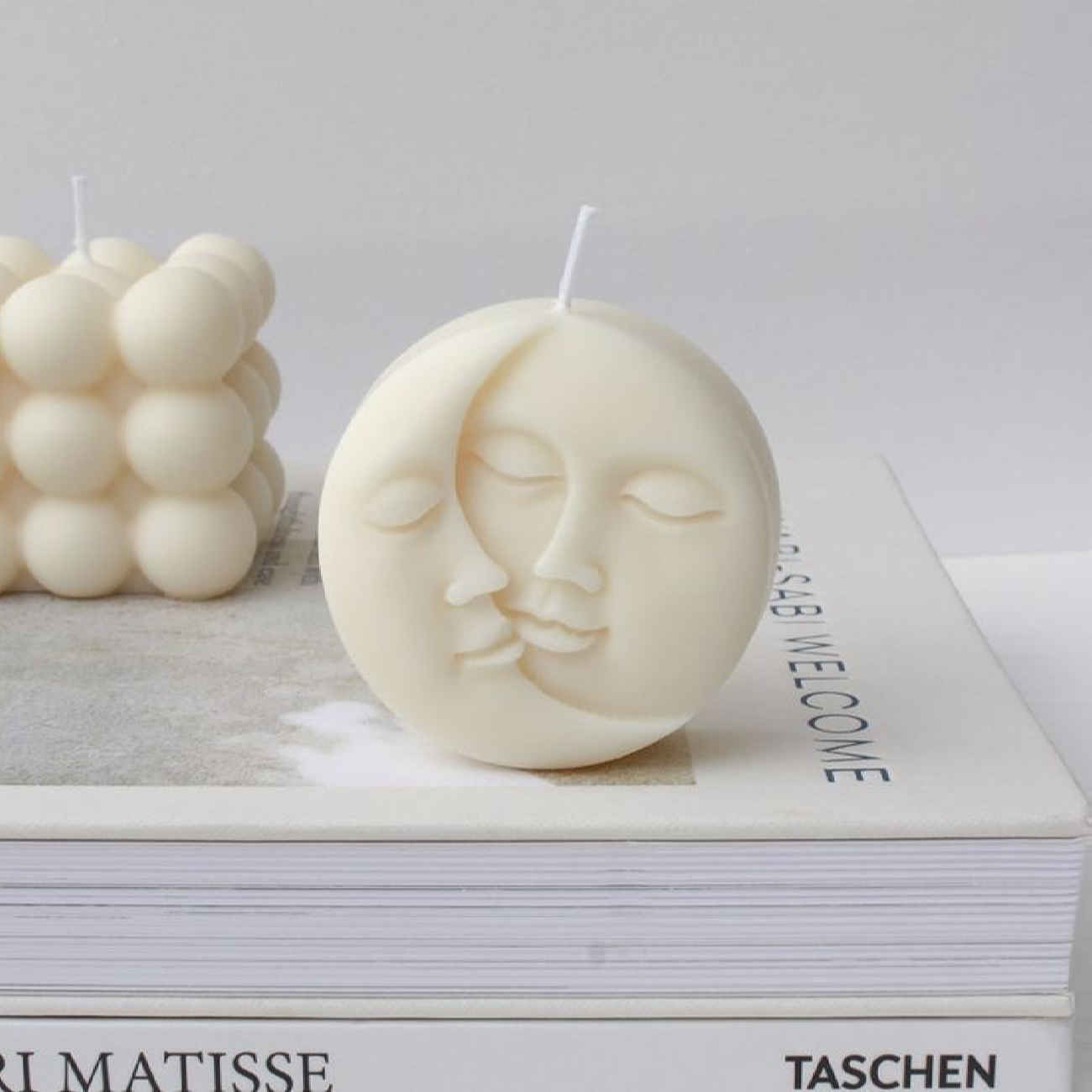 Moule à bougie avec motif lune et soleil – Pour fabrication professionnelle à la maison