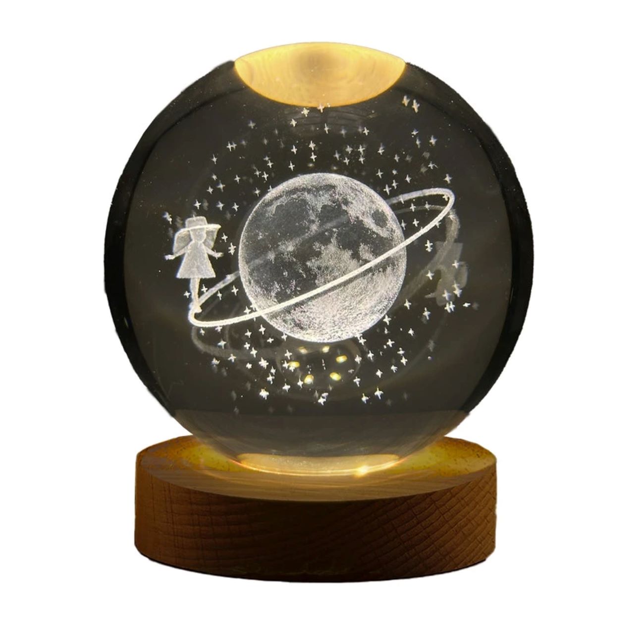 Lampe de Table Globe en Cristal, Modèle Lune et Fille