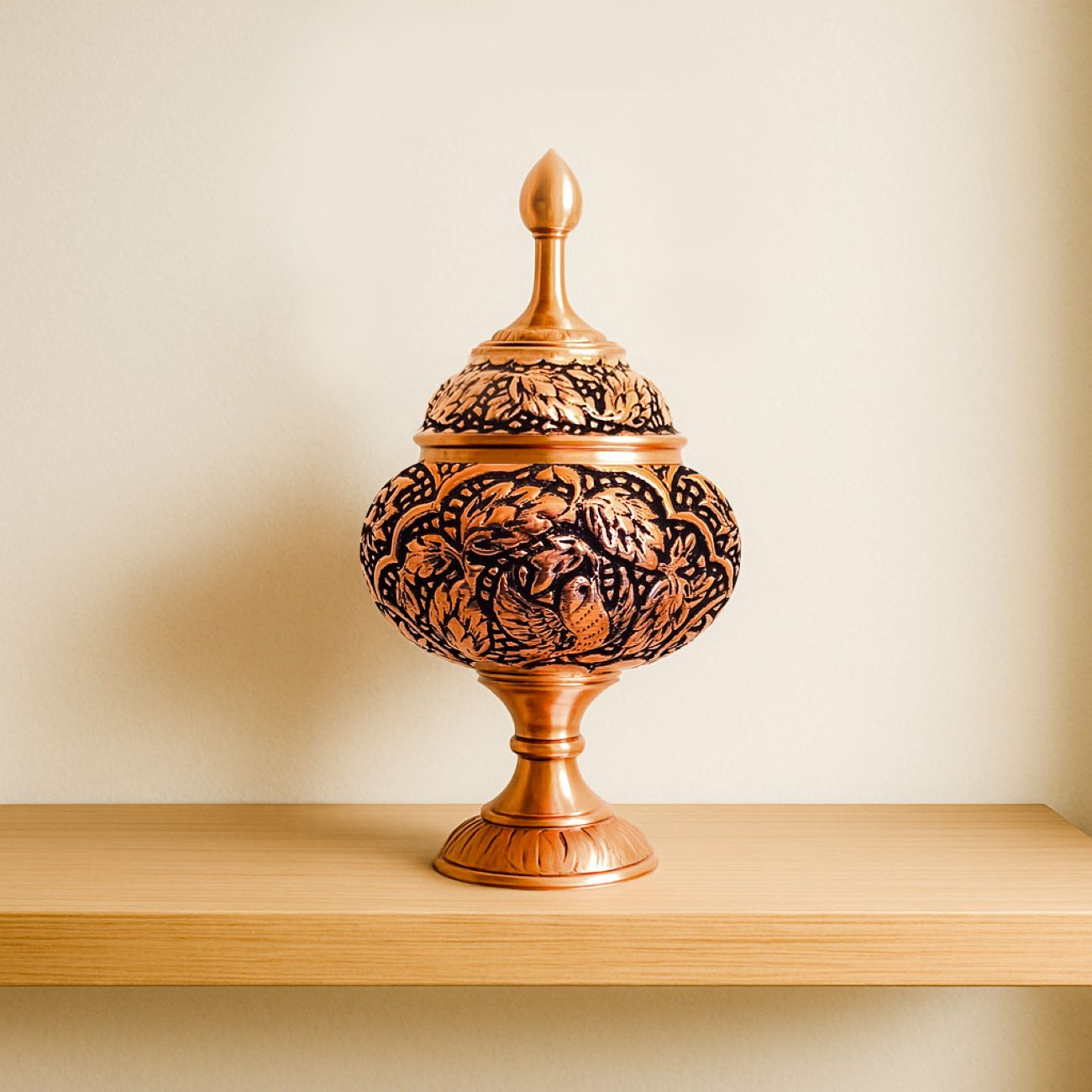 Bol à bonbons en cuivre artisanal motif fleur – artisanat exquis