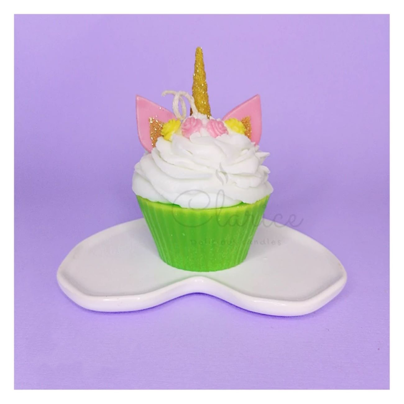 Bougie cupcake licorne faite main – parfaite pour offrir