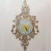 Luxurious-Brass-Wall-Clock-Featuring-a-Delicate-Floral-Hanging-Accent