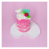 Bougie fantaisie rose faite main en forme de gâteau à étages avec ourson et chocolat