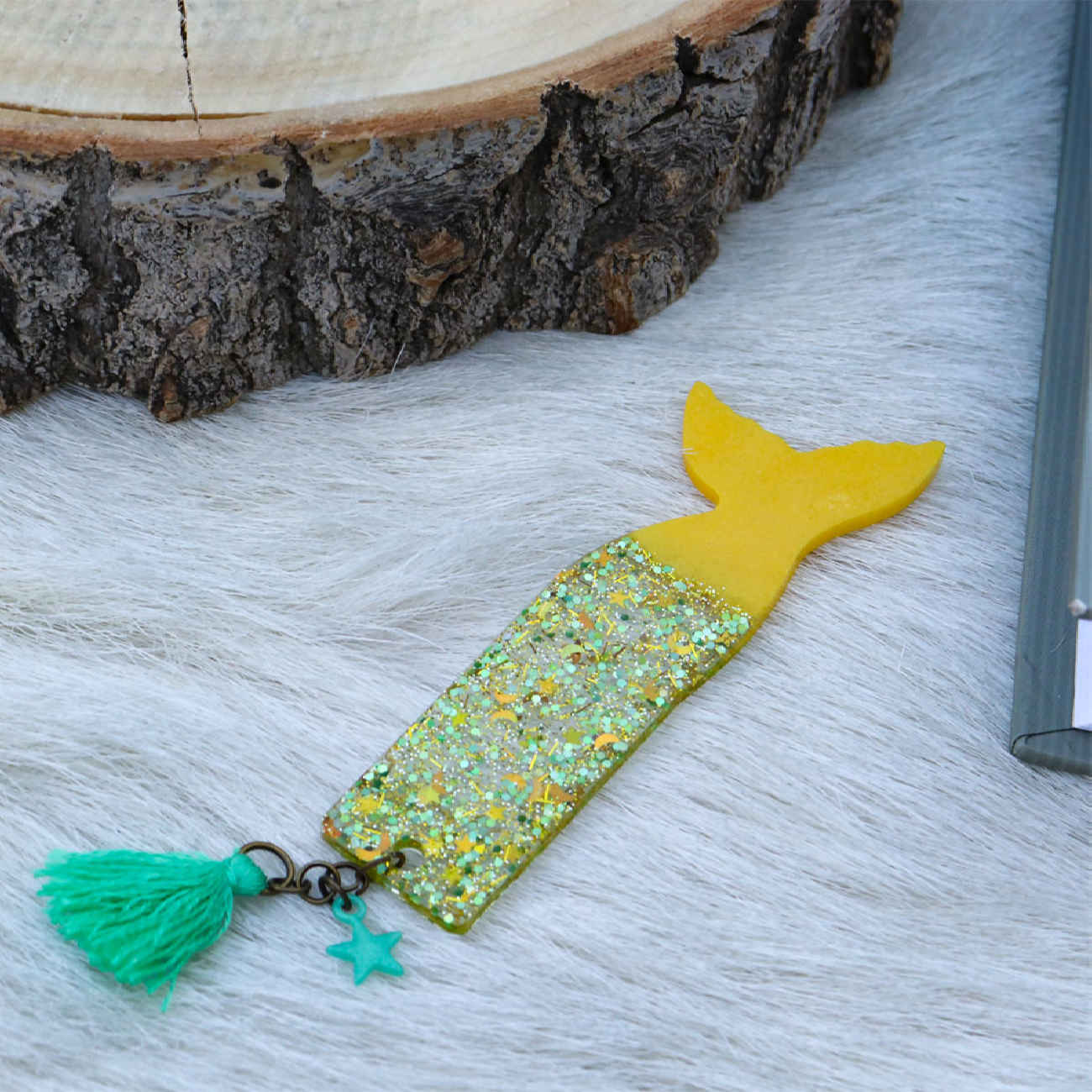 Marque-pages en résine motif queue de poisson – Parfait pour offrir à un enseignant ou un lecteur