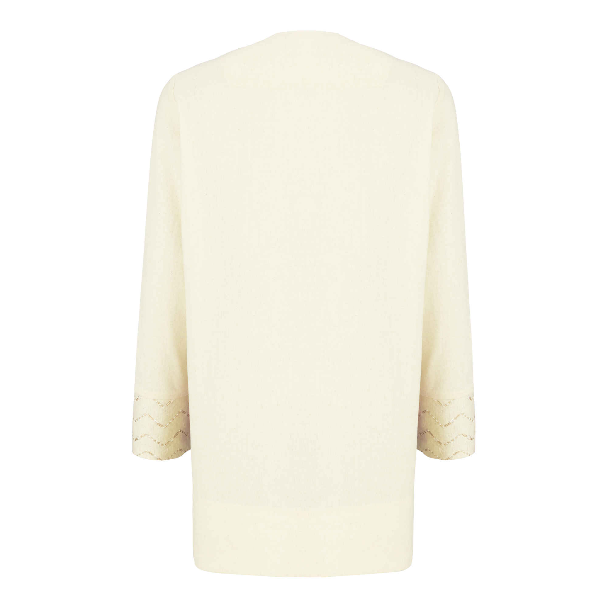 Manteau iranien – Confort et style par temps chaud, motif géométrique crème
